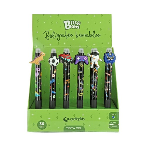 Bolígrafo gel borrable grip de 0,7 mm, surtido cool, GRAFOPLAS.