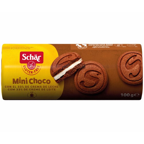 Galletas sin gluten rellenas de vainilla Mini choco SCHAR 100 g.
