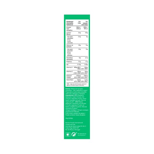 KENCKO Smoothie blues Preparado para batido de frutas y verduras ecológicas 2 x 22 g.