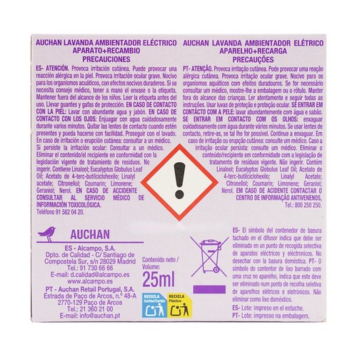PRODUCTO ALCAMPO Ambientador eléctrico lavanda aparato + recambio 25 ml.