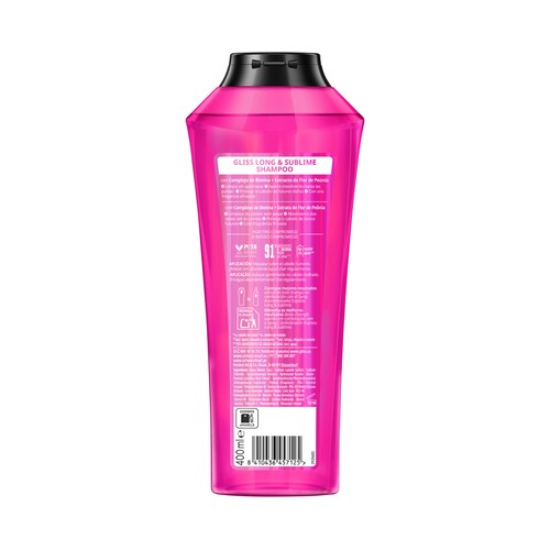 GLISS Long & sublime de Schwarzkopf Champú protector para cabellos largos con raíces grasas 400 ml.
