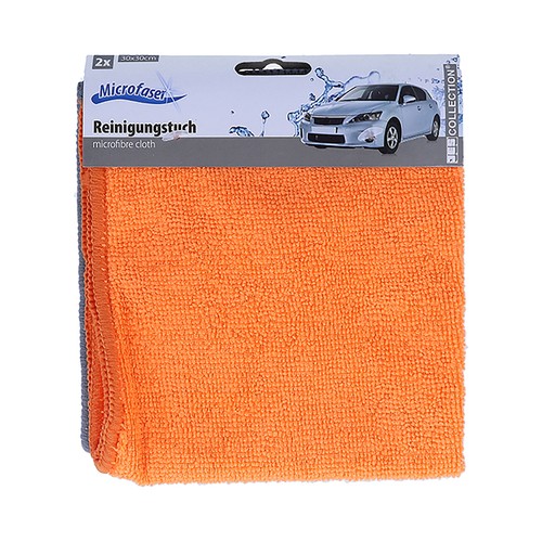 2 paños microfibra de 30x30 cm, color naranja, AUTO.