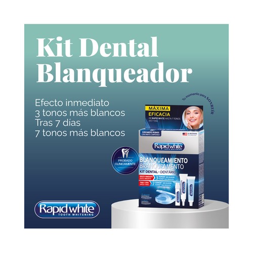 RAPID WHITE Kit dental con tecnología blanqueadora de efecto inmediato.