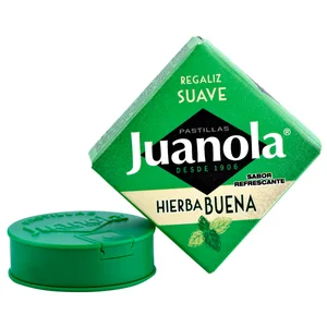 JUANOLA Pastillas de regaliz con sabor a hierbabuena, que aclaran la voz y refrescan la boca JUANOLA 5.4 g.