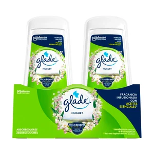 GLADE Muguet Ambientador absorbeolores con fragancia infusionada con aceites esenciales 2 x 150 g