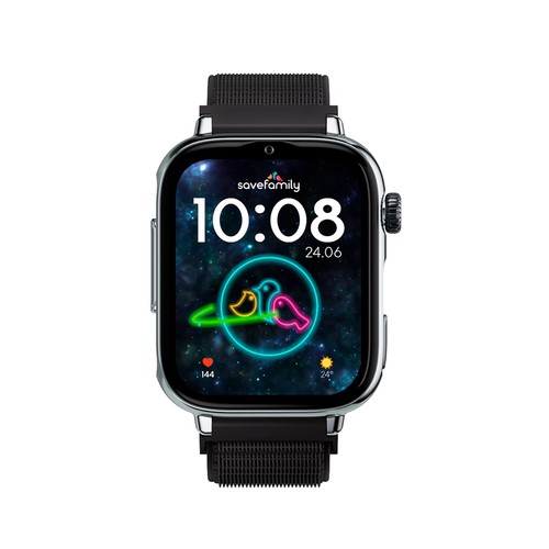Smartwatch SAVEFAMILY SaveWatch Plus 2, Esfera Plata, Correa de Tela Black".