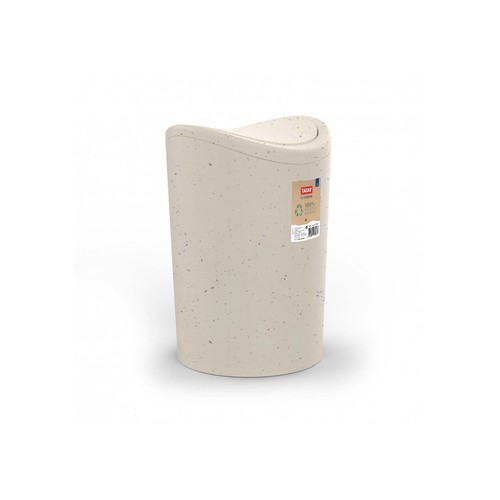 Papelera redonda de WC con tapa abatible, color beige, capacidad 6 litros, TATAY Ecohome.