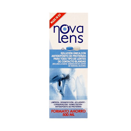 NOVALENS Solución única para todo tipo de lentes de contacto blandas NOVALENS 500 ml.