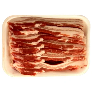 Panceta fresca de cerdo blanco cortada en filetes