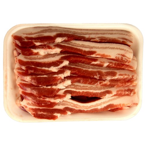 Panceta fresca de cerdo blanco cortada en filetes