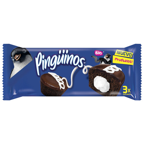 Cupcakes de chocolate con relleno BIMBO PINGÜINOS 3 uds. 90 g.