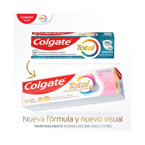 COLGATE Total prevención activa + Pasta de dientes para dientes sensibles 75 ml.