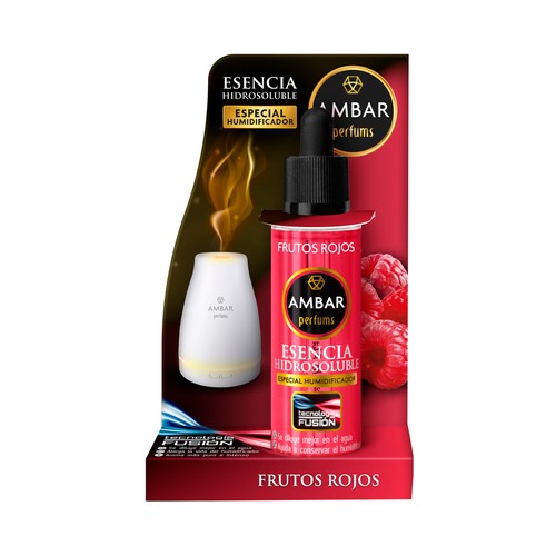 AMBAR Esencia hidrosoluble especial para humidificador con aroma a frutos rojos.