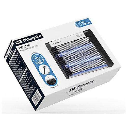 Atrapainsectos por descarga eléctrica ORBEGOZO MQ 4510, potencia 10W, luz LED ultravioleta.