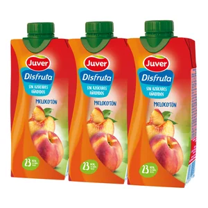 JUVER Néctar de melocotón, sin azúcares añadidos JUVER DISFRUTA pack 3 uds x 33 cl.