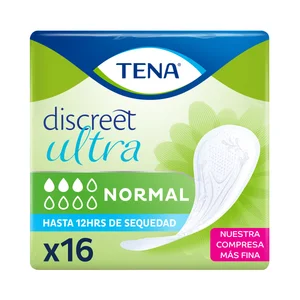 TENA Compresas incontinencia normal para pérdidas leves a moderadas de orina TENA Discreet ultra 16 uds.