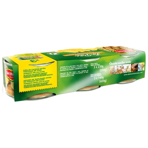 DEL MONTE Piña troceada en su jugo  3 uds 420 g.