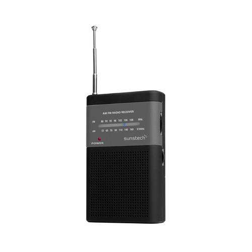 Radio portátil de bolsillo SUNSTECH RPS42BLISBK analógica, color negro, 10,7x6,2, FM/ AM.