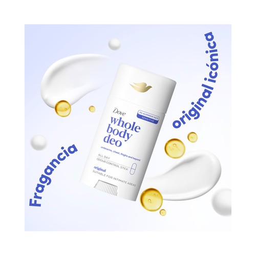 DOVE All over body original Desodorante en stick (barra) unisex para todo el cuerpo (axilas, pecho, muslos, pies..) 150 ml.
