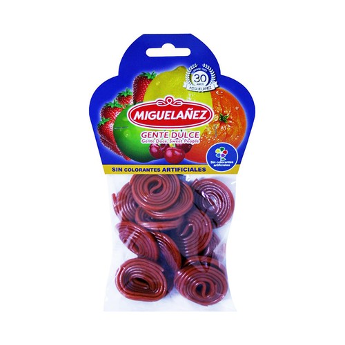 MIGUELAÑEZ Gominolas regaliz en forma de disco color rojo bolsa 125 g.