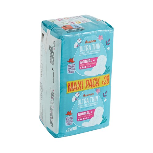 Compresas normal + ultra finas y con alas PRODUCTO ALCAMPO 28 uds.