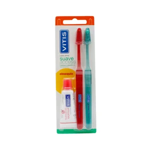 VITIS Cepillo de dientes con cabezal pequeño y dureza suave VITIS 2 uds + obsequio dentífrico