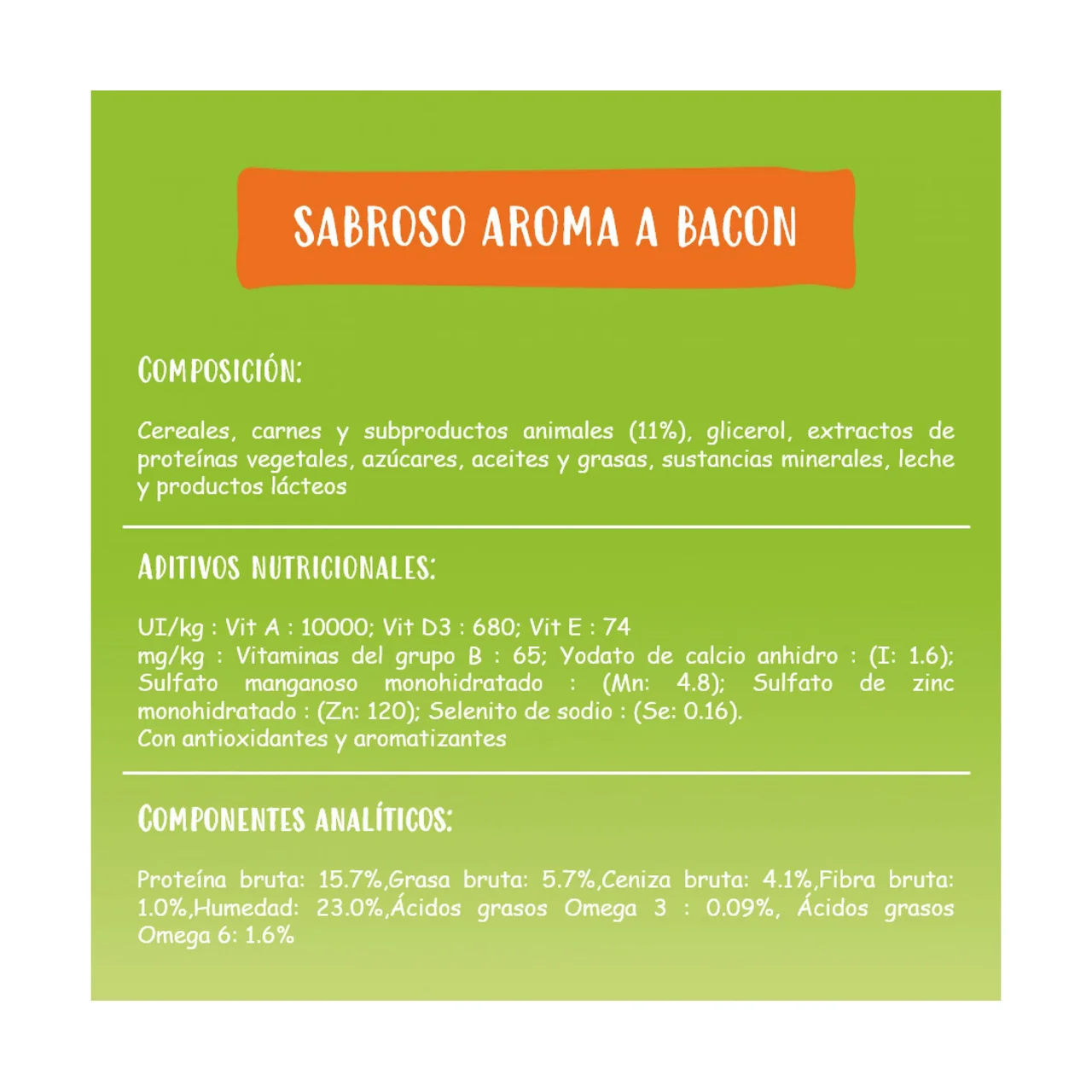 Snacks para perros con aroma a bacon 120 g.