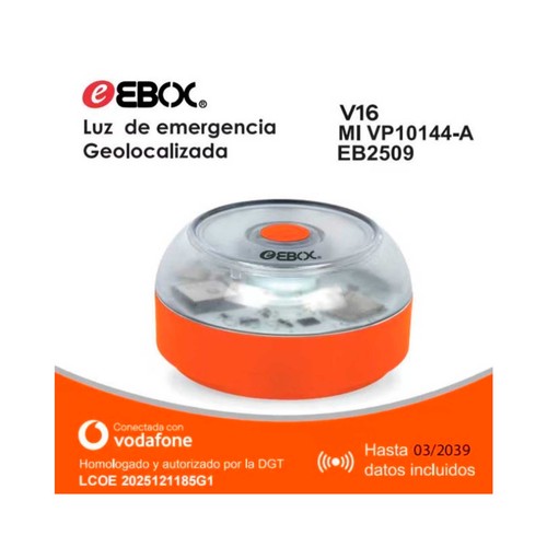 Baliza de emergencia V16 EBOX homologada Vodafone, EBOX