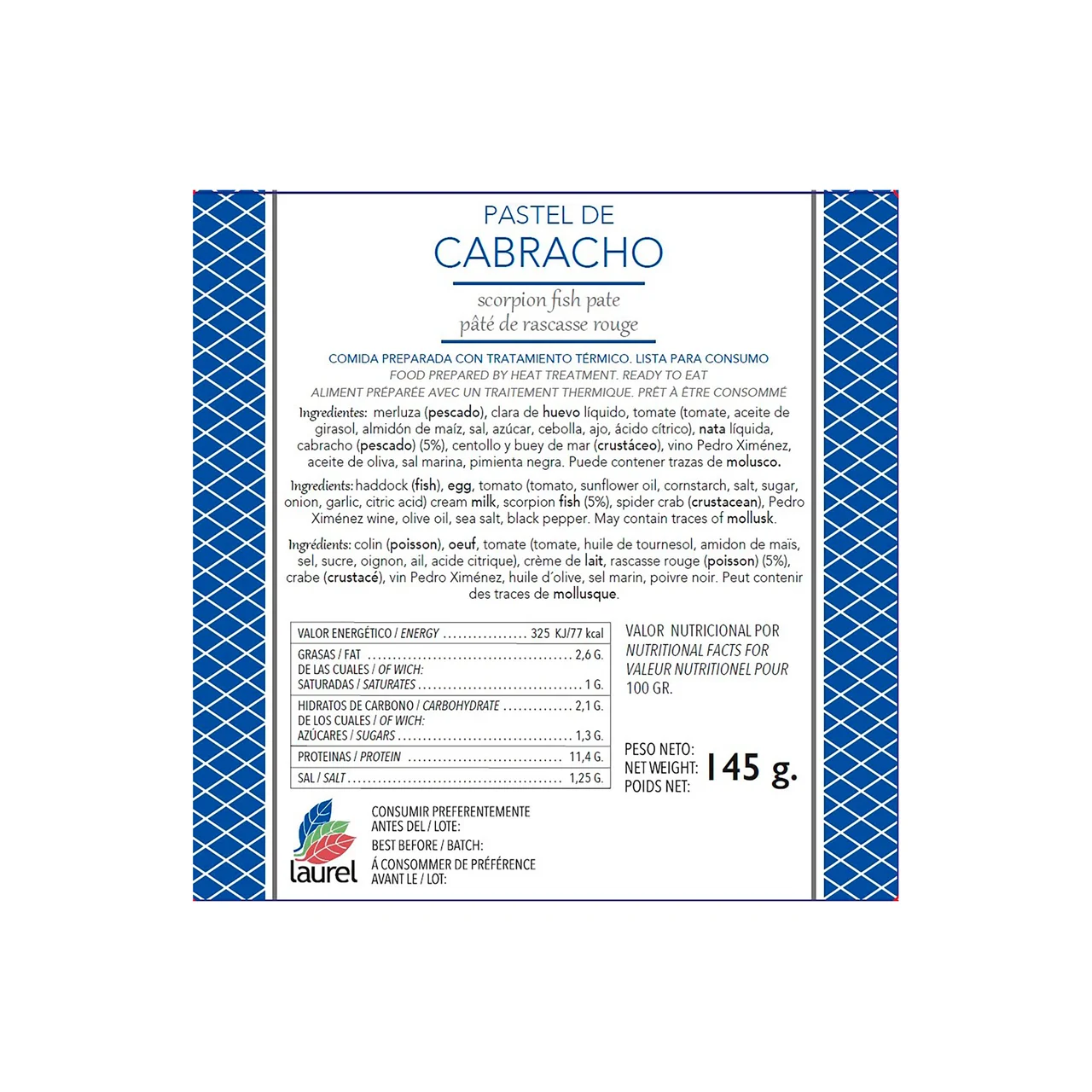 Pastel de cabracho145 g.