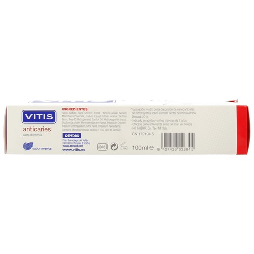 VITIS Dentífrico con flúor que previene las caries y protege frente a la erosión dental VITIS 100 ml.