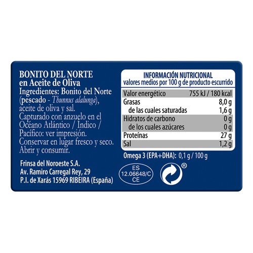 SÁLVORA Bonito del norte en aceite de oliva lata 60 g.