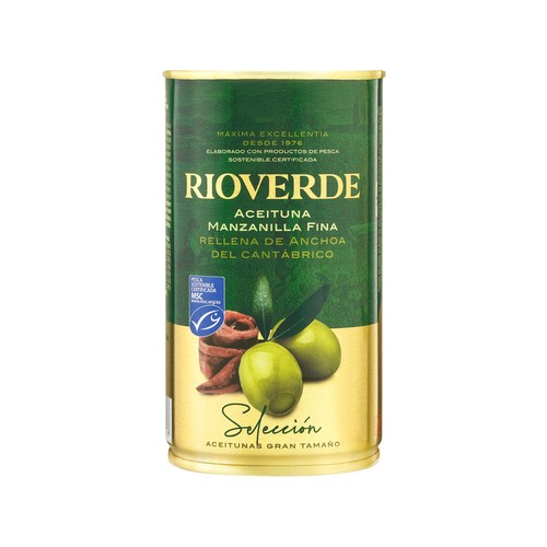 RIOVERDE Aceitunas rellenas con anchoas del cantábrico MSC RIOVERDE 150 gr.