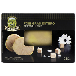 MARTIKO Foie gras de pato (de Navarra) entero Mi cuit MARTIKO 250 g.