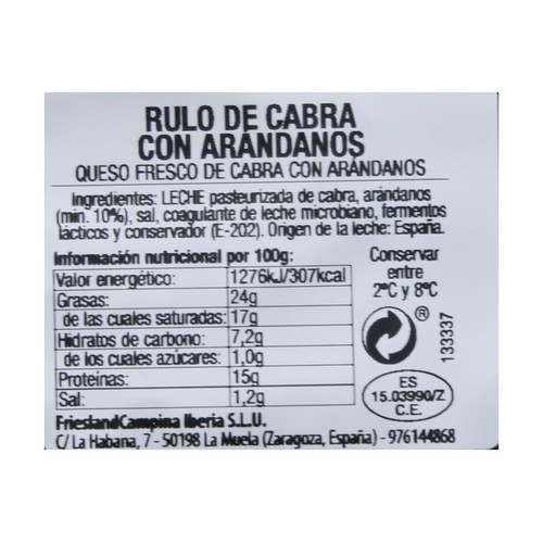 MILLÁN VICENTE Queso rulo de cabra con arándanos