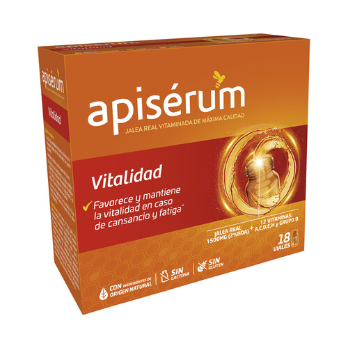APISÉRUM Complemento alimenticio con jalea real vitaminada en cómodos viales APISÉRUM Vitalidad 18 uds.
