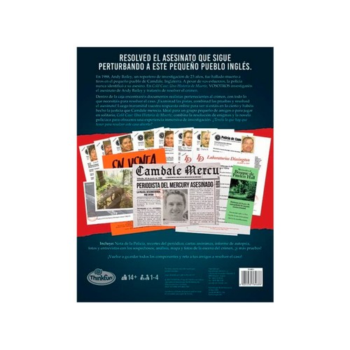Juego de mesa Cold Case caso de muerte, +13 años, THINK FUN.