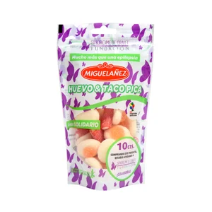 MIGUELAÑEZ Caramelo blando con forma de huevo y taco pica solidario 95 g.