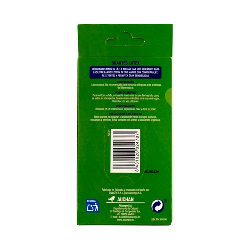 PRODUCTO ALCAMPO Guantes finos de latex talla M 20 uds.