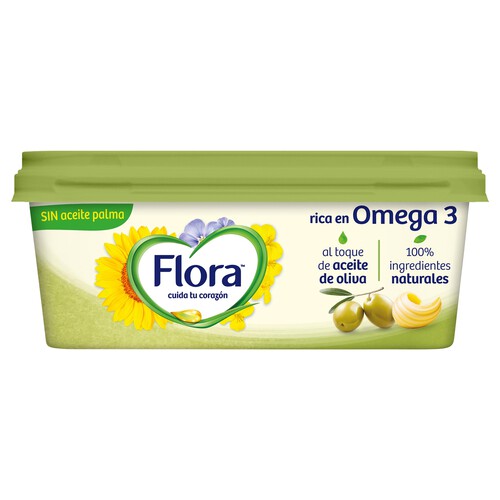 FLORA Tarrina de margarina con un toque de aceite de oliva (70% de materia grasa) FLORA 225 g.