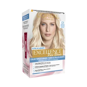 L´ORÉAL PARIS Ultra aclarante tono 01 Rubio ultra claro natural L"ORÉAL Excellence pure blonde.