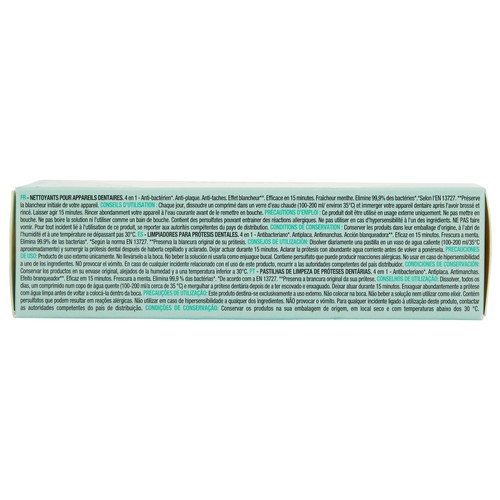 PRODUCTO ALCAMPO Limpiador de prótesis dentales 4 en 1 con sabor menta fresca 36 uds.