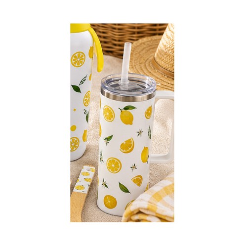 Taza térmica viaje 350ml acero inoxidable color limones. P&P