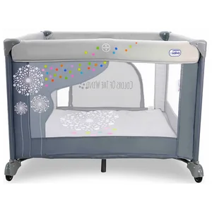 Parque cuadrado con diseño diente de león, color gris, 77x97x97cm, ASALVO.