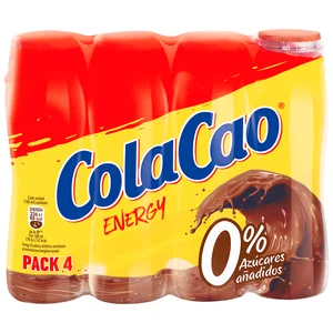 COLACAO Energy Batido de chocolate sin azúcares añadidos 4 x 188 ml.