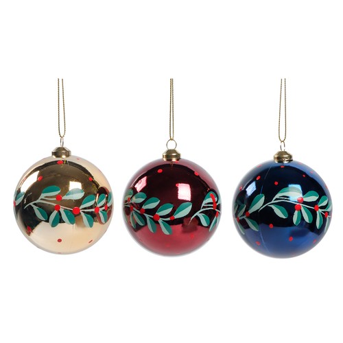 Bola Hojas decoración 7,8cm modelos surtidos para Árbol de Navidad, ACTUEL