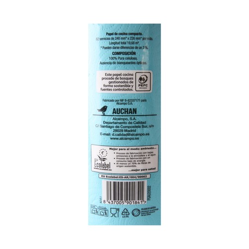 PRODUCTO ALCAMPO Papel de cocina compacto de doble capa3 uds.