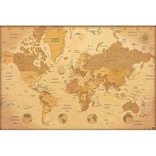 Póster mapa del mundo ES vintage, GRUPO ERIK.