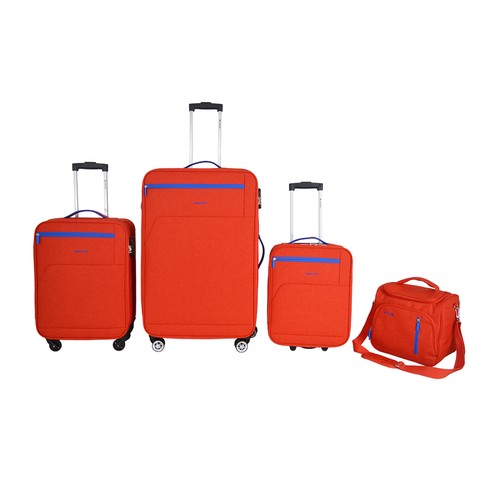 Maleta de cabina tipo trolley 33x45x18 cm, 4 ruedas, color rojo, ALCAMPO AIRPORT.