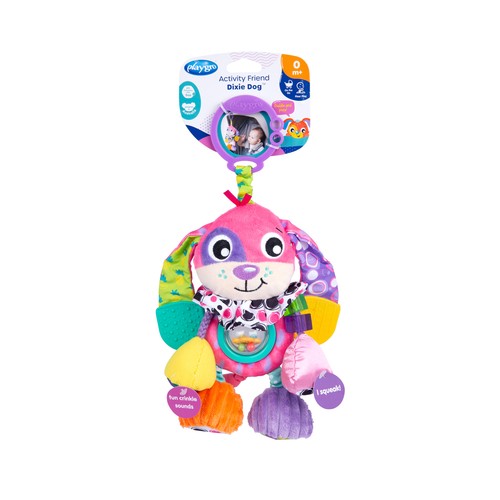 Dixie Dog PLAYGRO, juguete para bebés, colgante sonajero.