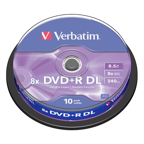 Tarrina de 10 DVD+R Double Layer 8,5 GB 8X.